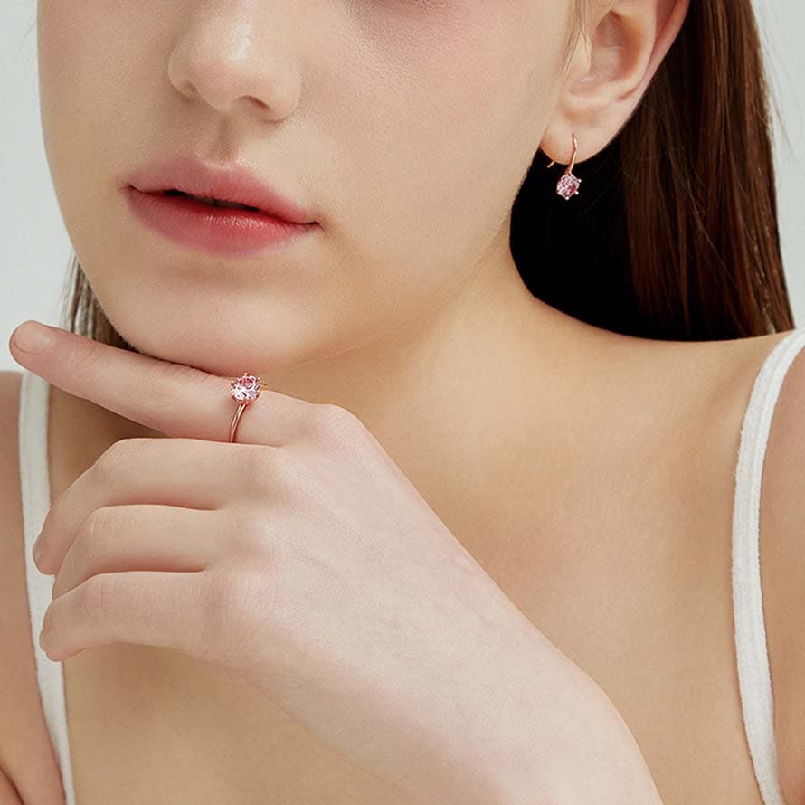 ピンク ストーン 1粒 フック ピアス 韓国 レディース アクセサリー プレゼント 結婚式 お呼ばれ 金属アレルギー対応 金アレ シルバー925 記念日 誕生日 卒業式