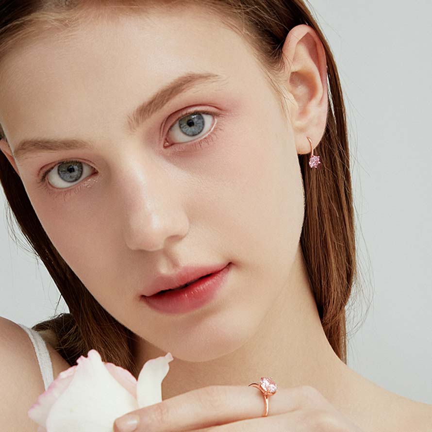 ピンク ストーン 1粒 フック ピアス 韓国 レディース アクセサリー プレゼント 結婚式 お呼ばれ 金属アレルギー対応 金アレ シルバー925 記念日 誕生日 卒業式