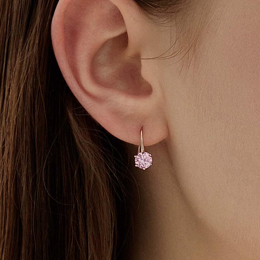 ピンク ストーン 1粒 フック ピアス 韓国 レディース アクセサリー プレゼント 結婚式 お呼ばれ 金属アレルギー対応 金アレ シルバー925 記念日 誕生日 卒業式