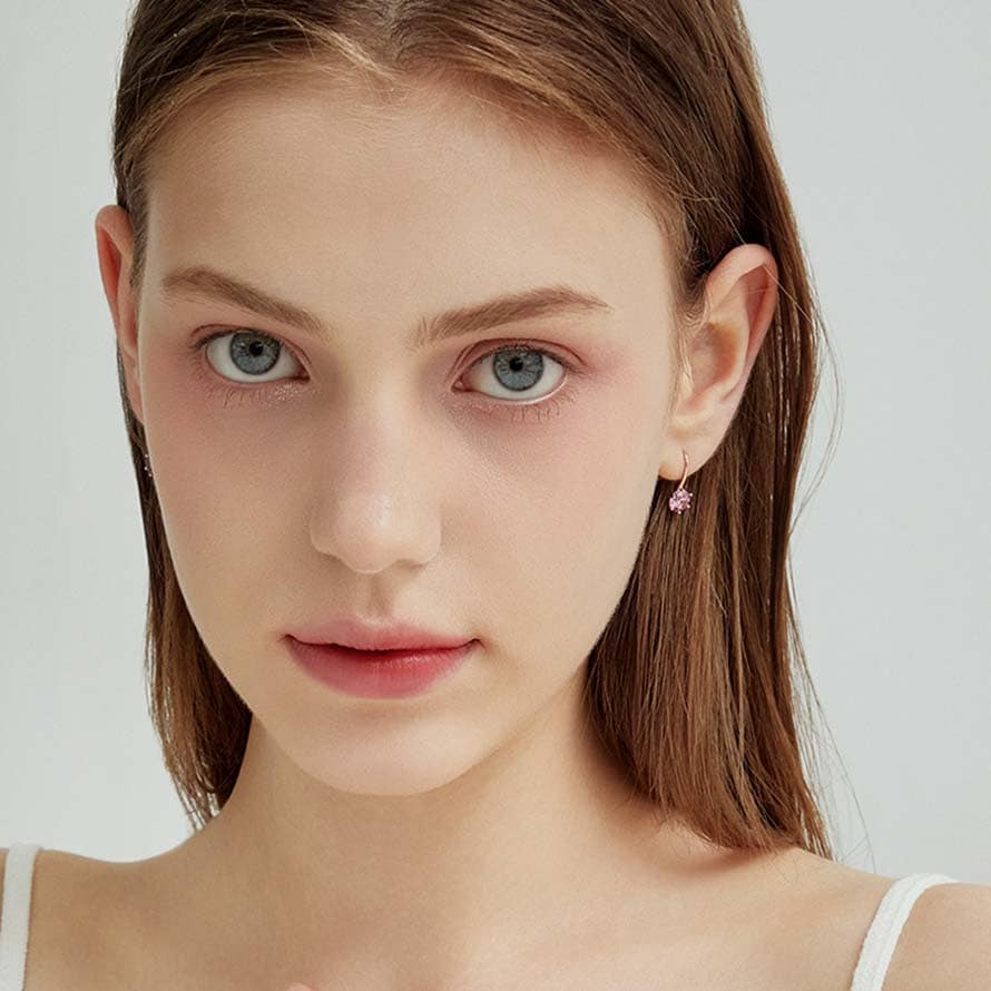 ピンク ストーン 1粒 フック ピアス 韓国 レディース アクセサリー プレゼント 結婚式 お呼ばれ 金属アレルギー対応 金アレ シルバー925 記念日 誕生日 卒業式