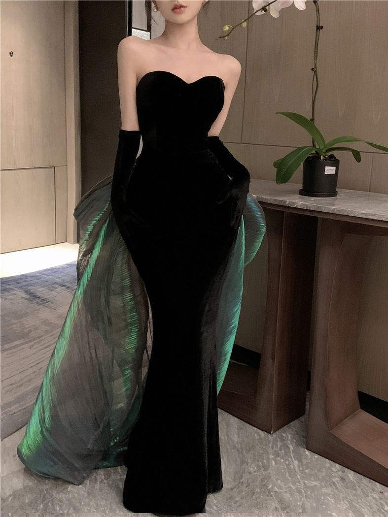 パーティドレス結婚式二次会 花嫁ロングドレスお呼ばれ 30代ワンピース ブラックベルベットシースリボンドレス パーティドレス結婚式二次会 花嫁ロングドレスお呼ばれ 30代ワンピース ブラックベルベットシースリボンドレス