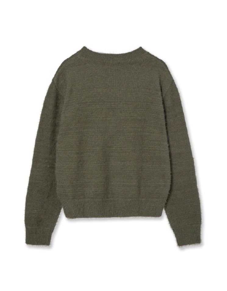 【aeae】 WEB LOGO HAIRY KNIT : KHAKI