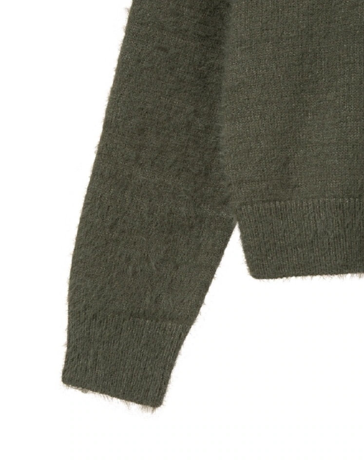 【aeae】 WEB LOGO HAIRY KNIT : KHAKI