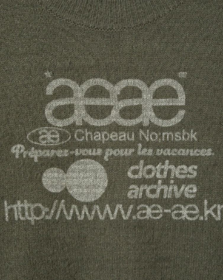 【aeae】 WEB LOGO HAIRY KNIT : KHAKI