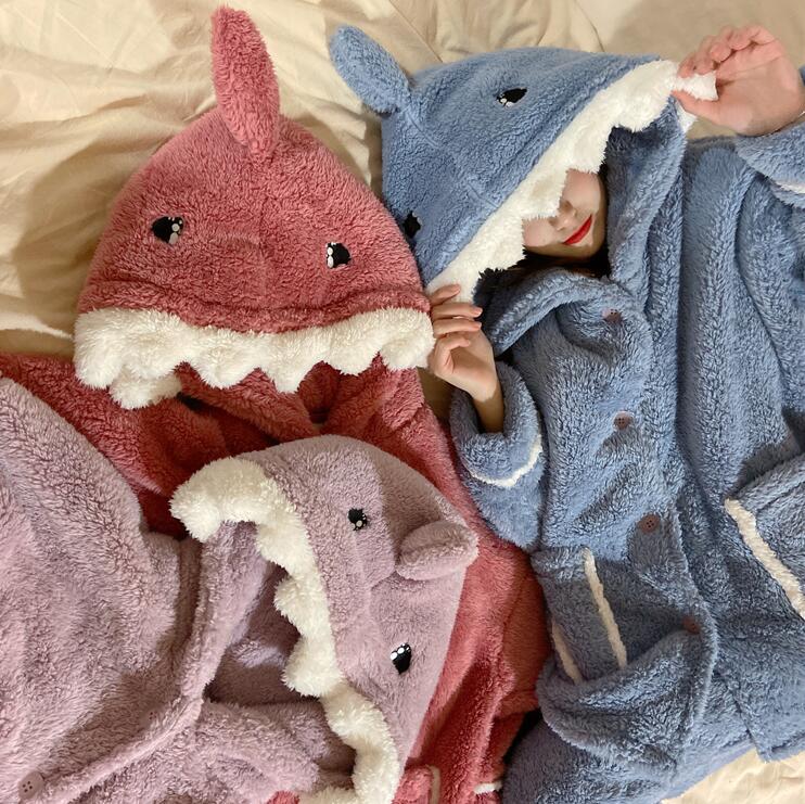 レディース もこもこパジャマ サメ 上下セット 長袖 ふわふわ フード付き 大人用 ハロウィン お祭り イベント コスプレ 学園祭 文化祭 結婚式二次会 宴会 部屋着に 可愛い ウエア かわ