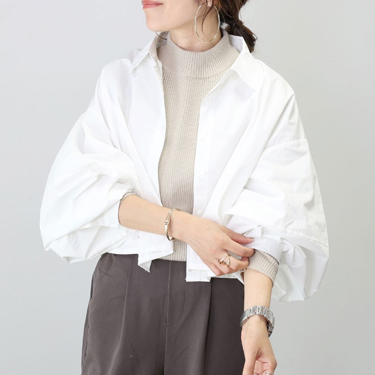 【本日限定】ボリュームスリーブコットンシャツブラウス シャツ ブラウス 羽織り レギュラーカラー ボリューム袖 大人 長袖 ジャスト丈 秋 冬 30代 40代 レディース 【本日限定】ボリュームスリーブコットンシャツブラウス シャツ ブラウス 羽織り レギュラーカラー ボリューム袖 大人 長袖 ジャスト丈 秋 冬 30代 40代 レディース