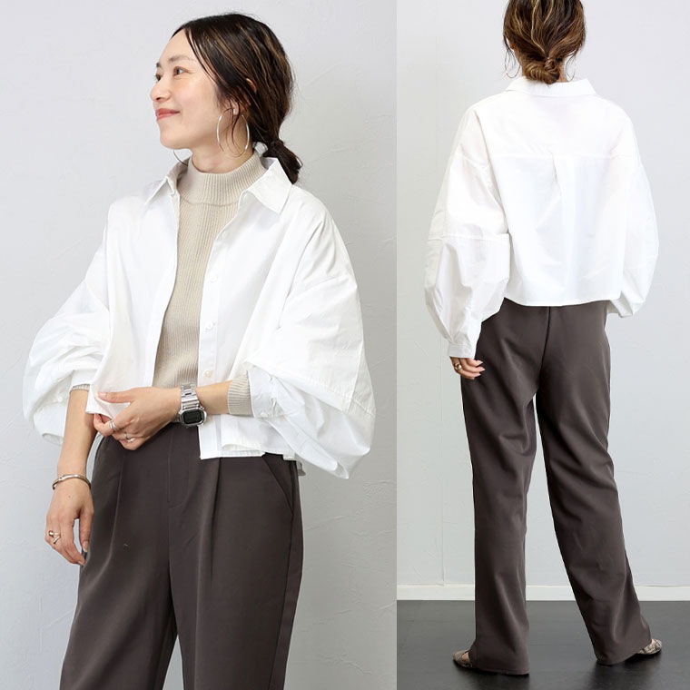 【本日限定】ボリュームスリーブコットンシャツブラウス シャツ ブラウス 羽織り レギュラーカラー ボリューム袖 大人 長袖 ジャスト丈 秋 冬 30代 40代 レディース 【本日限定】ボリュームスリーブコットンシャツブラウス シャツ ブラウス 羽織り レギュラーカラー ボリューム袖 大人 長袖 ジャスト丈 秋 冬 30代 40代 レディース