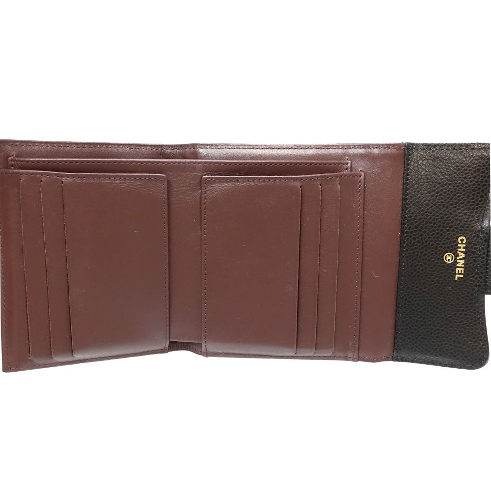 コンパクトウォレット マトラッセ AP0231 三つ折り財布 キャビアスキン ブラック/180955【中古】 コンパクトウォレット マトラッセ AP0231 三つ折り財布 キャビアスキン ブラック/180955【中古】
