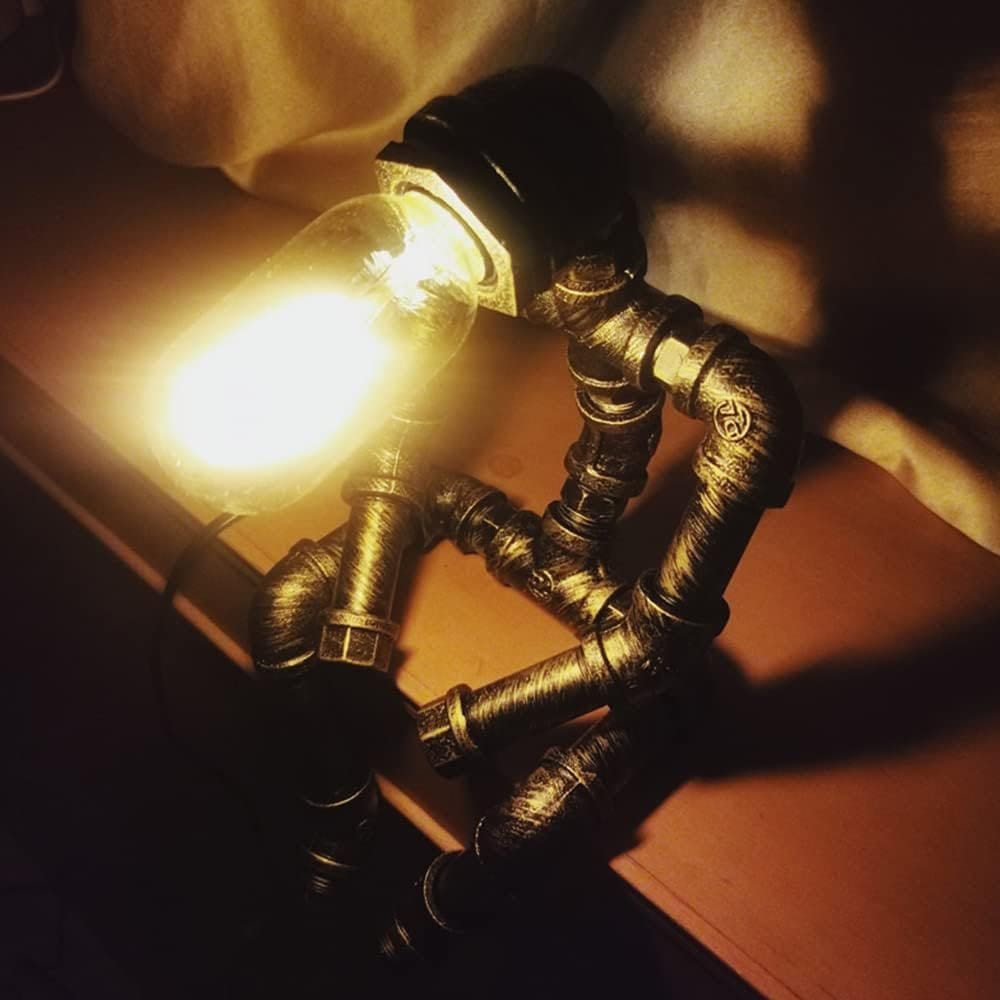 ALLUCK インダストリアル テーブルランプ レトロ デスクランプ 北欧風 工業 卓上ライト ロボットスタンドライト おしゃれ ベッドサイドライト 卓上読書灯 雰囲気作り 間接照明 読書/寝室/仕事