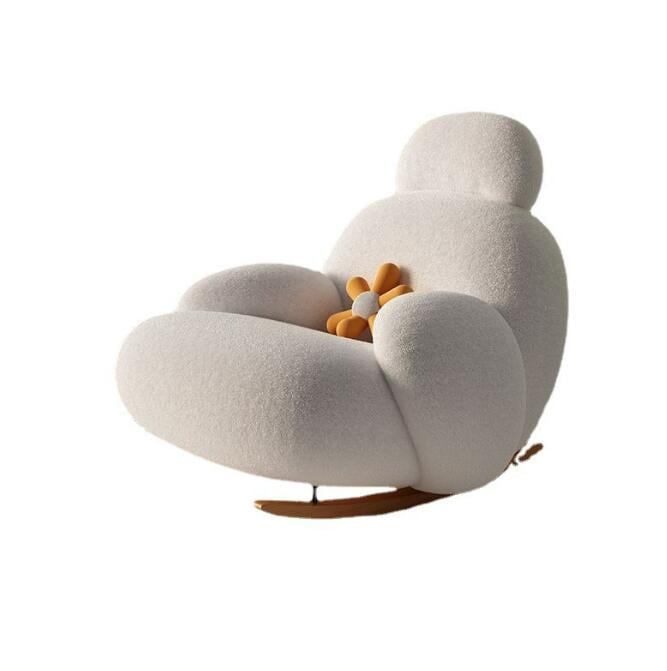 風 大きな白い椅子　素敵な小さなソファー　シングルロッキングチェア　ソファ　シンプル　バルコニー