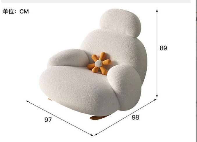 風 大きな白い椅子　素敵な小さなソファー　シングルロッキングチェア　ソファ　シンプル　バルコニー