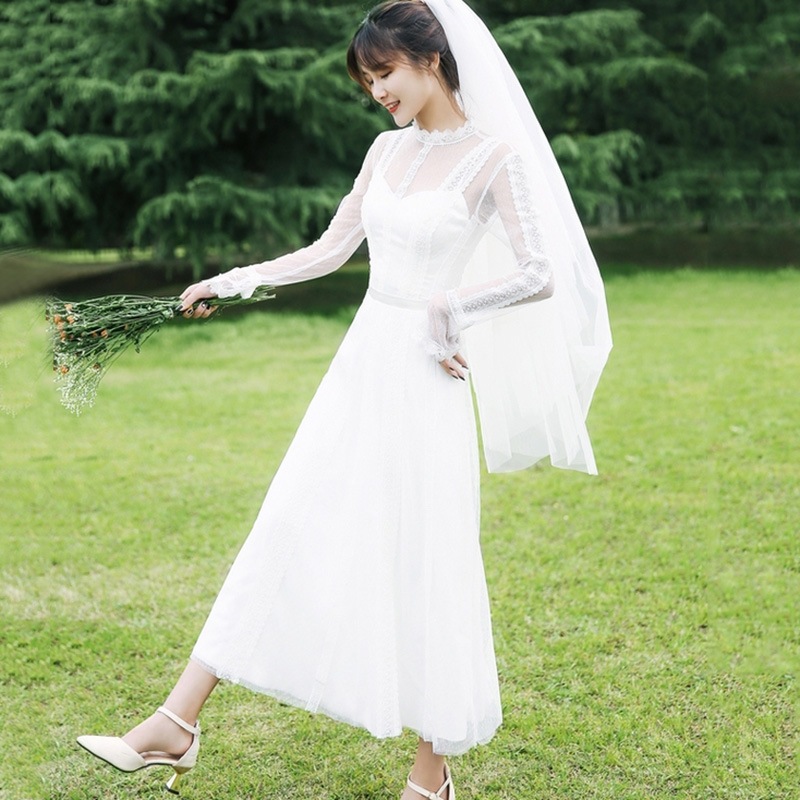 ウェディングドレス 長袖 二次会 結婚式 花嫁 ブライダル 演奏会 披露宴 ロング ウエディングドレス 袖あり コンサート 大きいサイズ フォーマル 前撮り リゾート パーティードレス 海外挙式 ピア