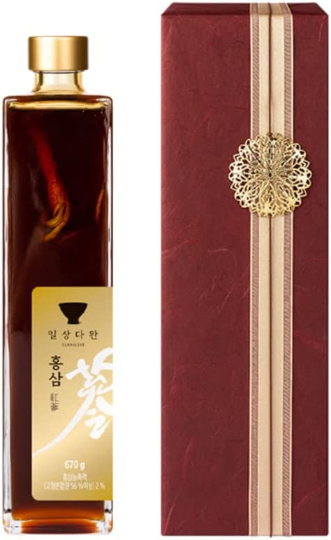 韓国紅参漬けに高麗人参一本をそのまま入れたプレミアム健康液状茶(670g)