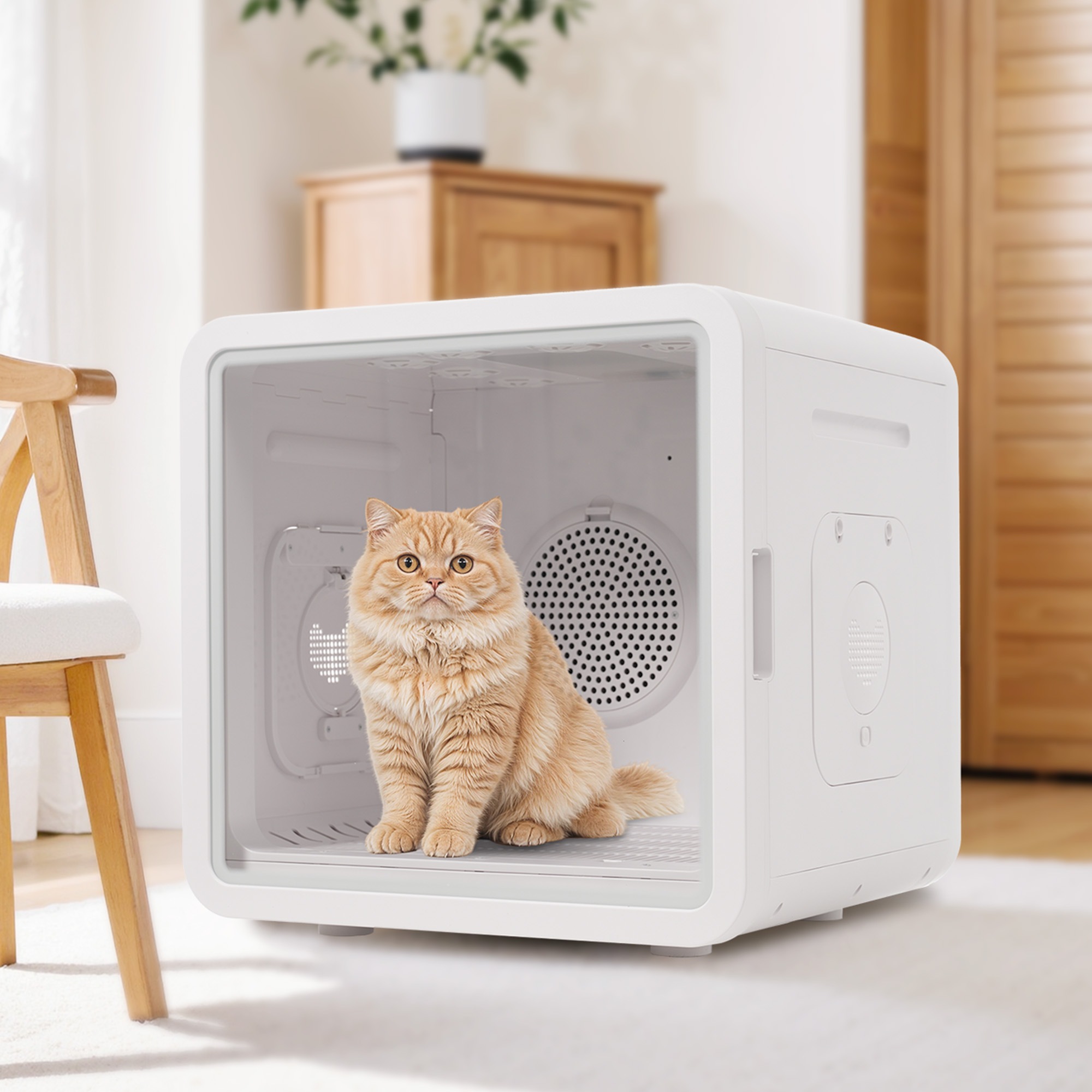 ペットドライルーム ドライヤー 小型犬 猫用ドライハウス 乾燥機 63L大容量 ペットドライルーム ペットドライヤーボックス 小型犬 猫用 ドライ