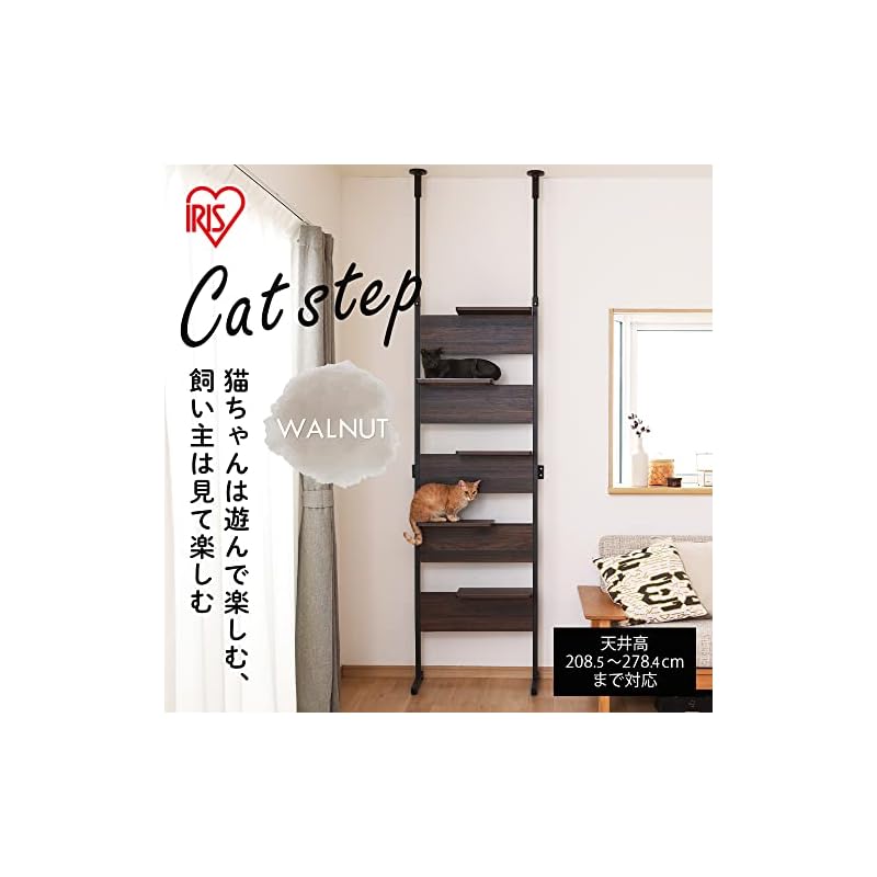キャットステップ アイリスオーヤマ 覗ける透明板 キャットタワー キャットウォーク 省スペース ライトナチュラル CATS-68/srm