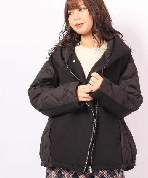 ダウン ダウンジャケット a.n.l ダンボールニット切り替え ダウンジャケット レディース