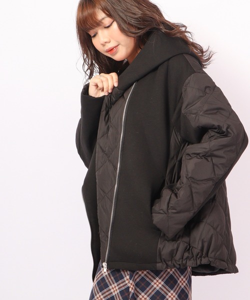 ダウン ダウンジャケット a.n.l ダンボールニット切り替え ダウンジャケット レディース