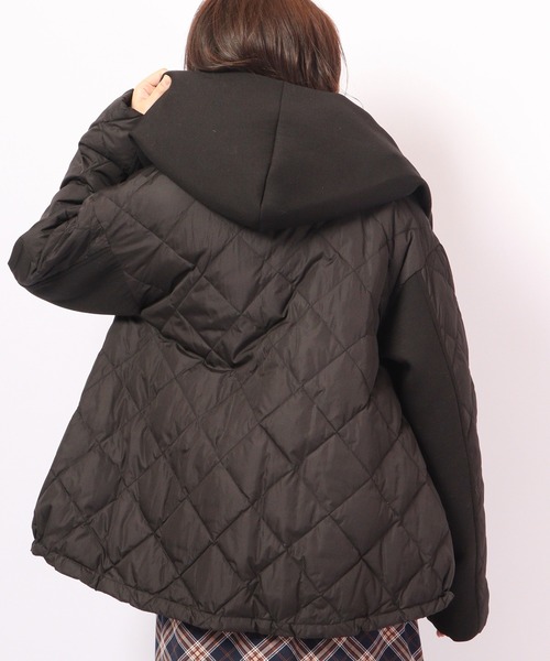 ダウン ダウンジャケット a.n.l ダンボールニット切り替え ダウンジャケット レディース