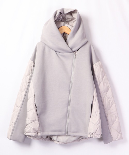 ダウン ダウンジャケット a.n.l ダンボールニット切り替え ダウンジャケット レディース