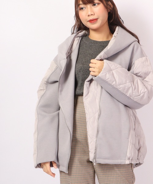 ダウン ダウンジャケット a.n.l ダンボールニット切り替え ダウンジャケット レディース