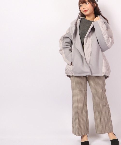 ダウン ダウンジャケット a.n.l ダンボールニット切り替え ダウンジャケット レディース