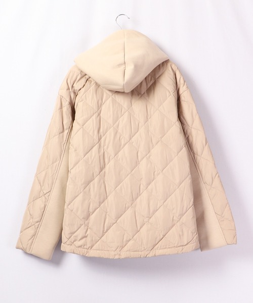 ダウン ダウンジャケット a.n.l ダンボールニット切り替え ダウンジャケット レディース