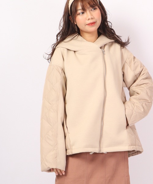 ダウン ダウンジャケット a.n.l ダンボールニット切り替え ダウンジャケット レディース