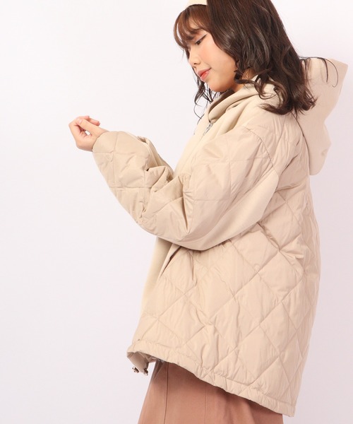 ダウン ダウンジャケット a.n.l ダンボールニット切り替え ダウンジャケット レディース