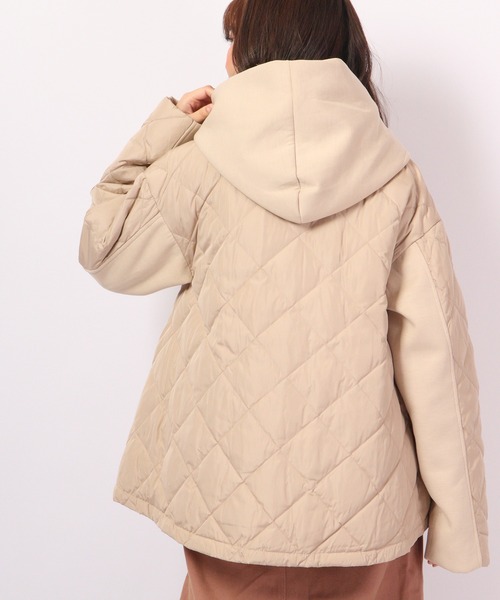 ダウン ダウンジャケット a.n.l ダンボールニット切り替え ダウンジャケット レディース