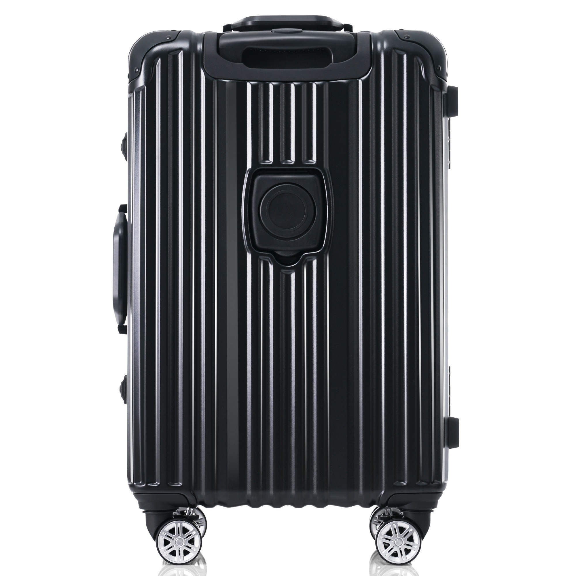 スーツケース Mサイズ アルミ ストッパー付き USBポート カップ