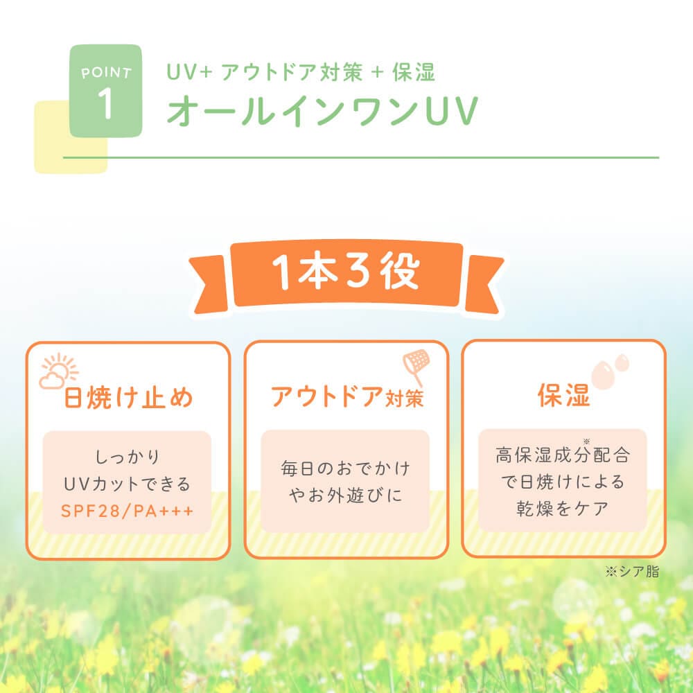 オールインワンUVミルク 60g 3本セット 日焼け止め 赤ちゃん 紫外線 国産 無添加 オーガニック UVクリーム 新生児　SPF28 PA+++