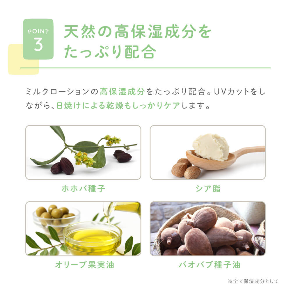 オールインワンUVミルク 60g 3本セット 日焼け止め 赤ちゃん 紫外線 国産 無添加 オーガニック UVクリーム 新生児　SPF28 PA+++