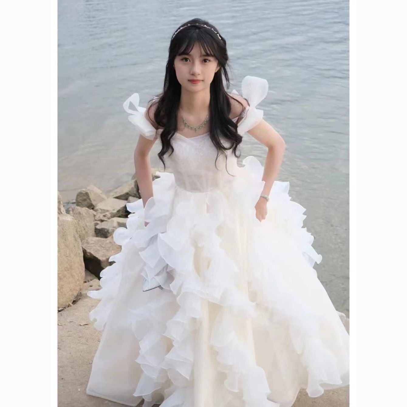 【2枚購入で 3oo円OFF！】ドレス 2025 青沙妖精ホストパフスカートボーカルアーツ試験大人ドレス