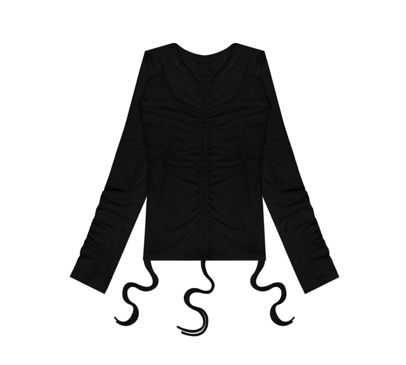 [TREEMINGBIRD]★ Multi String Shirring Long Sleeve (2色) TREEMINGBIRD】 MULTI STRING SHIRRING LONG SLEEVE : BLACK T