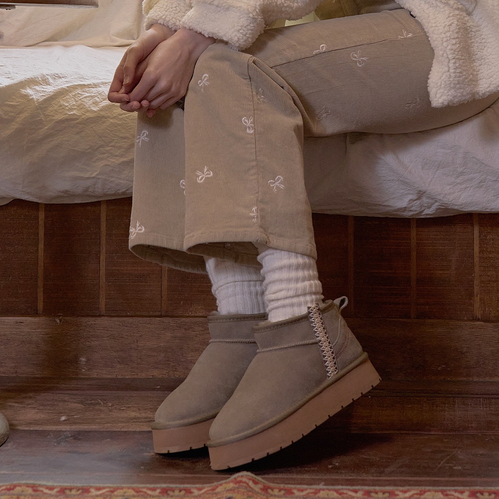 Zia_B0150 ジア牛革ムートンファー防寒ブーツ [2色展開]