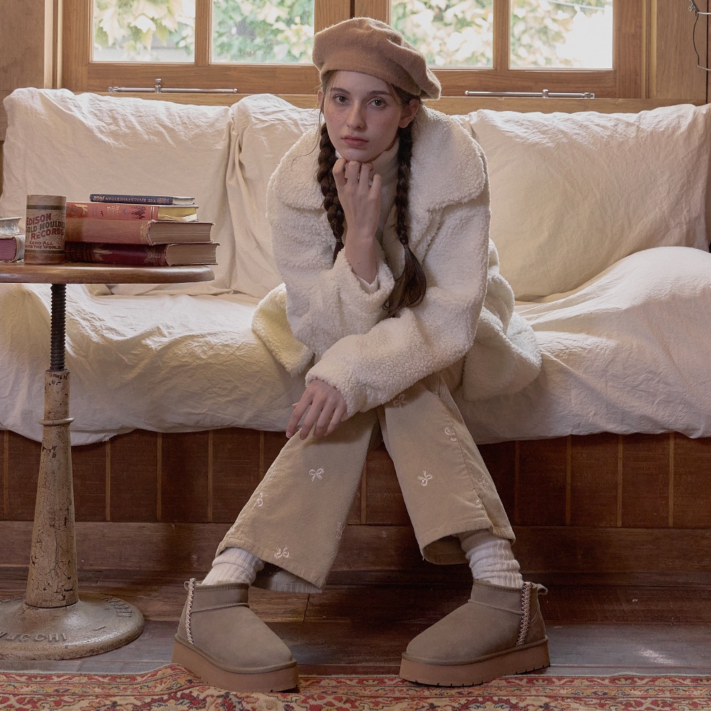 Zia_B0150 ジア牛革ムートンファー防寒ブーツ [2色展開]