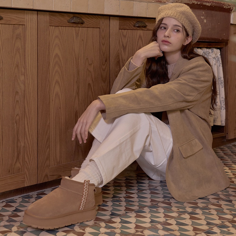 Zia_B0150 ジア牛革ムートンファー防寒ブーツ [2色展開]