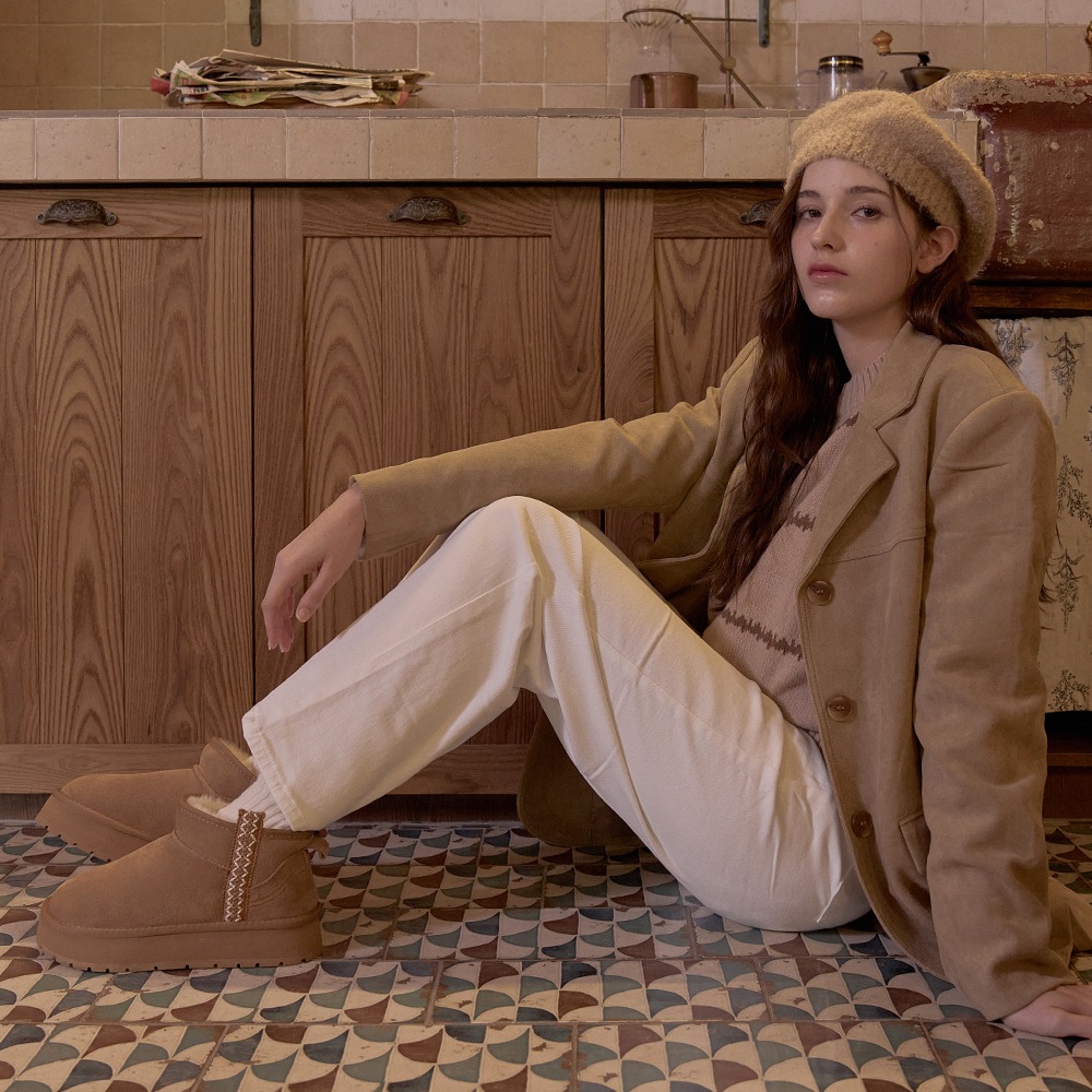 Zia_B0150 ジア牛革ムートンファー防寒ブーツ [2色展開]