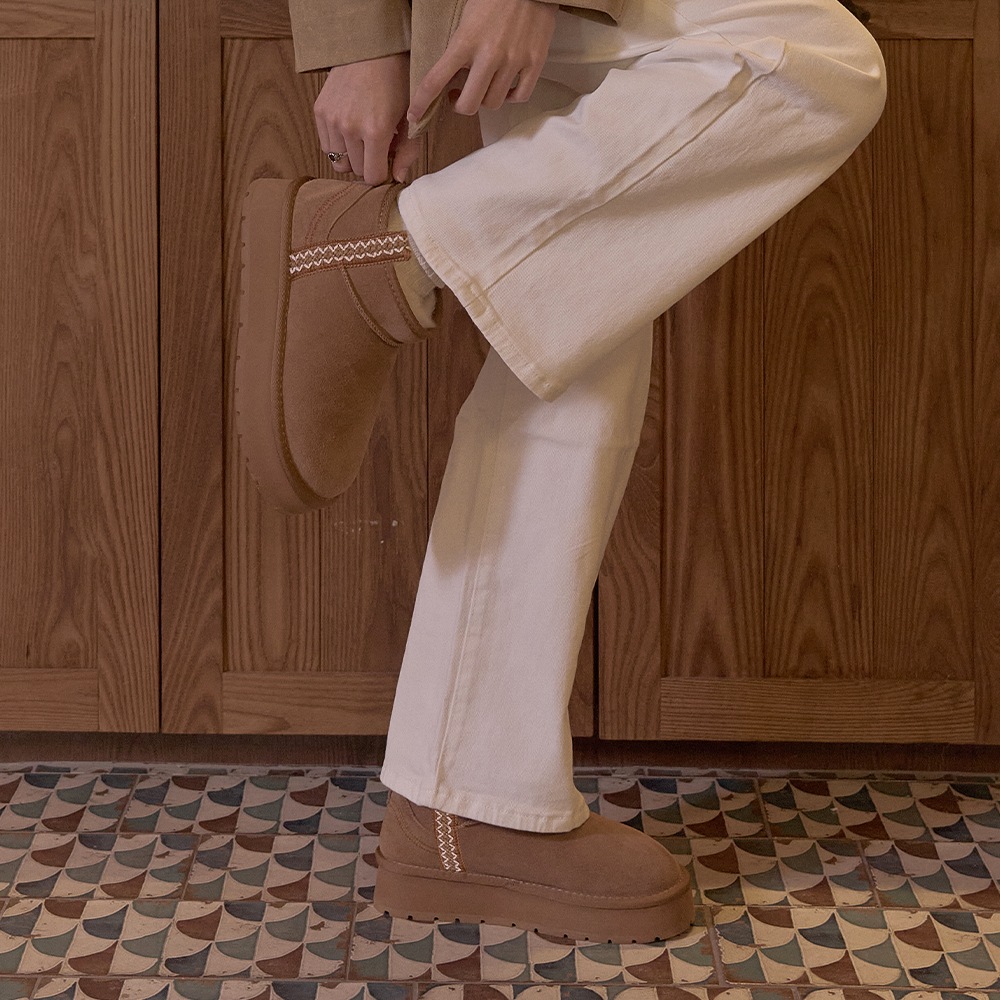 Zia_B0150 ジア牛革ムートンファー防寒ブーツ [2色展開]