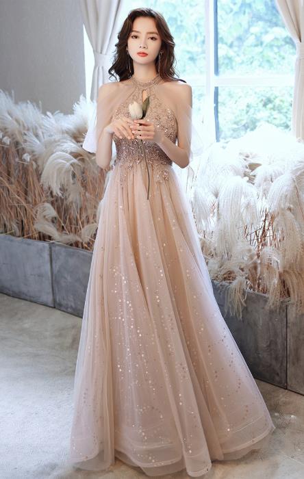 シャンパン マキシ丈ロング丈　ロングドレス　スカート 二次会ドレス フォーマルドレス　春 夏 秋 冬 パーティドレス 二次会 2次会 レース 成人式 同窓会 謝恩会 大学生 服装 入学式 卒業式