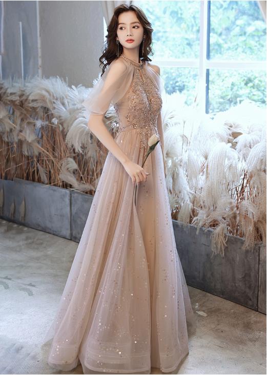 シャンパン マキシ丈ロング丈　ロングドレス　スカート 二次会ドレス フォーマルドレス　春 夏 秋 冬 パーティドレス 二次会 2次会 レース 成人式 同窓会 謝恩会 大学生 服装 入学式 卒業式