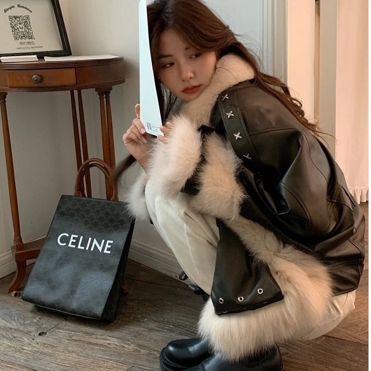 【国内発送 急速出荷】2023秋 冬新作レディース皮ジャンパー毛皮アウターショット丈-62