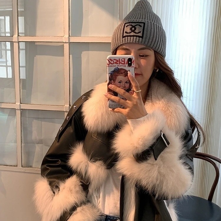 【国内発送 急速出荷】2023秋 冬新作レディース皮ジャンパー毛皮アウターショット丈-62