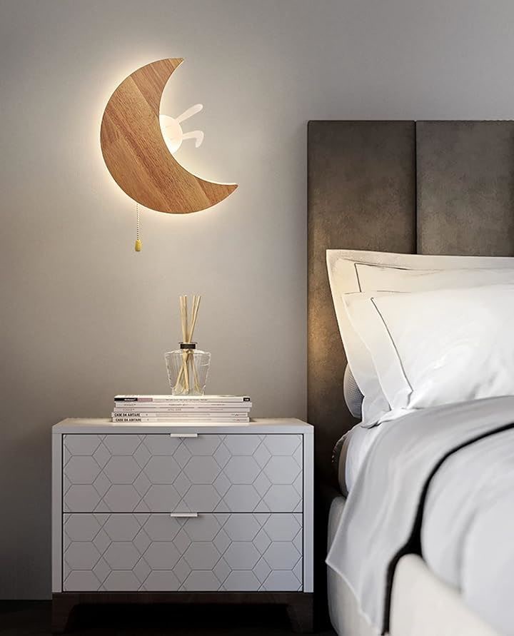 Sakura ブラケットライト 月型 うさぎ 壁掛け付き ウォールランプ 子ども部屋ライト 可愛い スイッチ付き LED 間接照明( WAI-0675)