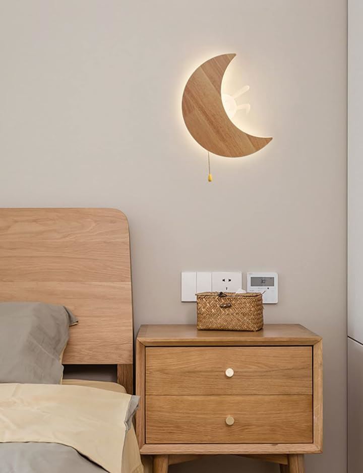 Sakura ブラケットライト 月型 うさぎ 壁掛け付き ウォールランプ 子ども部屋ライト 可愛い スイッチ付き LED 間接照明( WAI-0675)