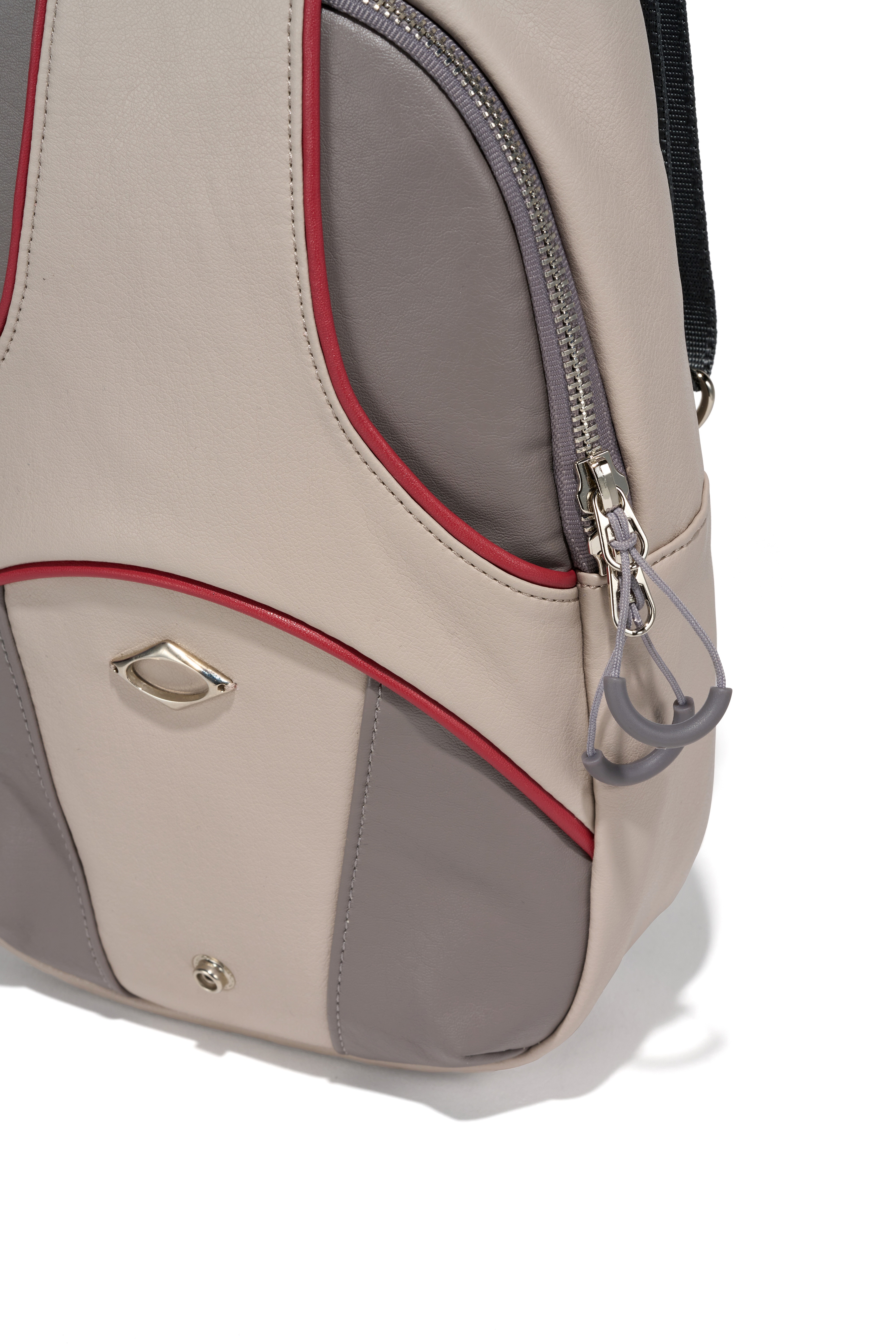 ショルダーバッグ・ポシェット MISCHIEF FOLDABLE LEATHER SLING BAG PINK BEIGE/PURPLE GREY MISCHIEF】 FOLDABLE LEATHER SLING BAG : PINK BEIGE/PURPLE