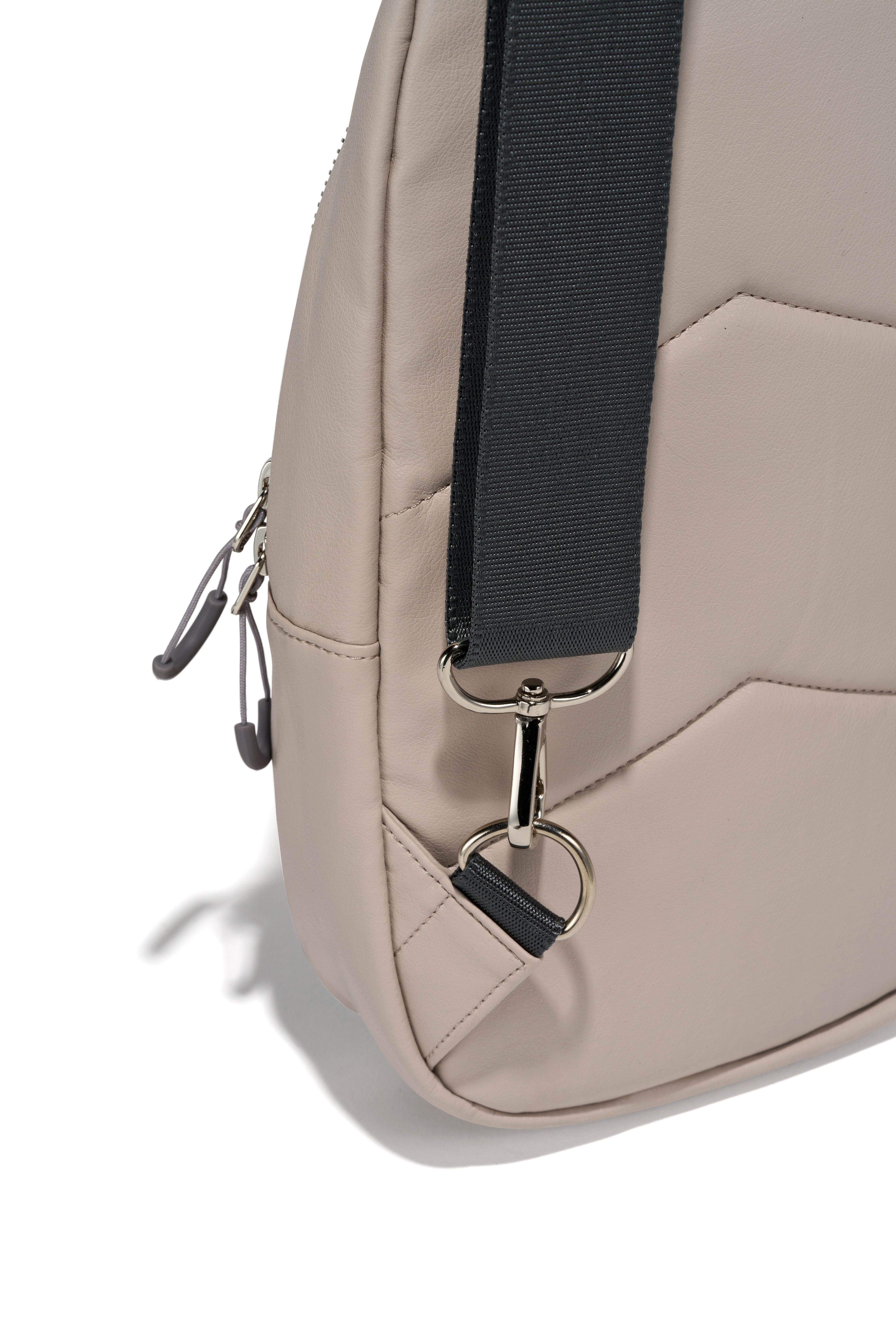 MISCHIEF】 FOLDABLE LEATHER SLING BAG : PINK BEIGE/PURPLE