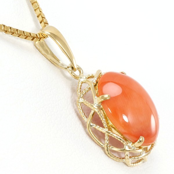 K18 18金 YG イエローゴールド ネックレス サンゴ 約41cm ジュエリー 中古 K18 18金 YG イエローゴールド ネックレス サンゴ 約41cm ジュエリー 中古