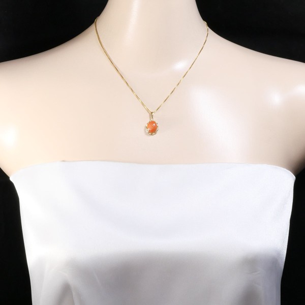 K18 18金 YG イエローゴールド ネックレス サンゴ 約41cm ジュエリー 中古 K18 18金 YG イエローゴールド ネックレス サンゴ 約41cm ジュエリー 中古