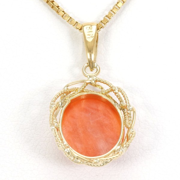 K18 18金 YG イエローゴールド ネックレス サンゴ 約41cm ジュエリー 中古 K18 18金 YG イエローゴールド ネックレス サンゴ 約41cm ジュエリー 中古